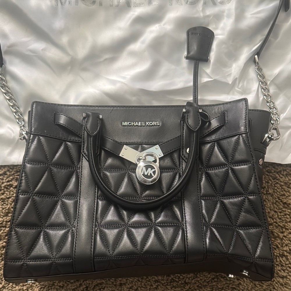 Never Used Michael Kors Black Quilted Satchel 12x10